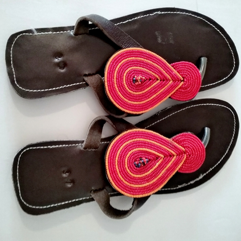 Pink and Orange Masai Sandals